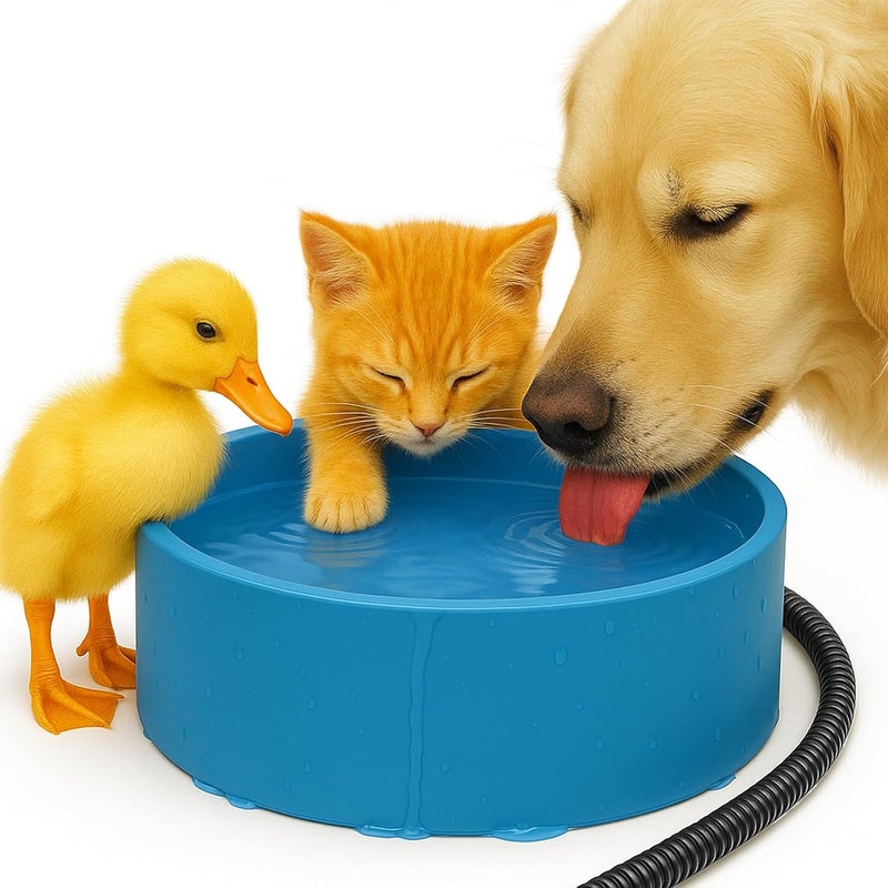 Higoro Heated Water Bowl for Dog Cat, Outdoor Warming Animals Bowl with Chew Resistant Power Cord, Waterproof Heat Pet Bowl Smart Uniform Heating in Winter Antifreeze for Chicken Duck,108 fl oz - Image 1